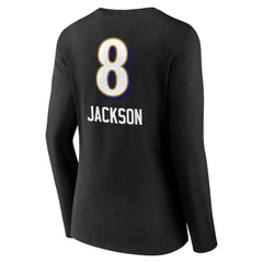 Lamar Jackson Baltimore Ravens Women's Team Wordmark Long Sleeve V-Neck T-Shirt Black - NFL