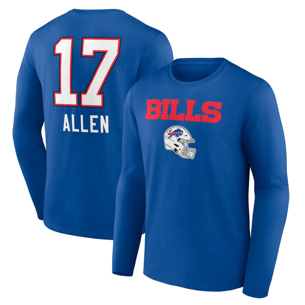 Josh Allen Buffalo Bills Team Wordmark Long Sleeve T-Shirt Royal - NFL