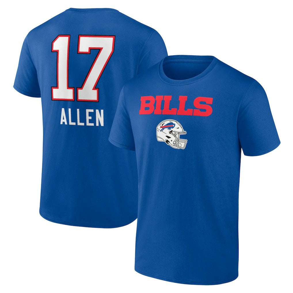 Josh Allen Buffalo Bills Team Wordmark Name & Number T-Shirt Royal - NFL