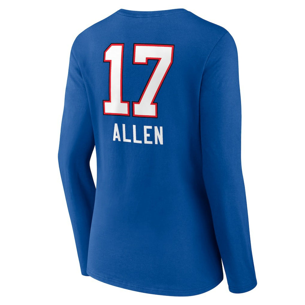Josh Allen Buffalo Bills Women's Team Wordmark Long Sleeve V-Neck T-Shirt Royal - NFL