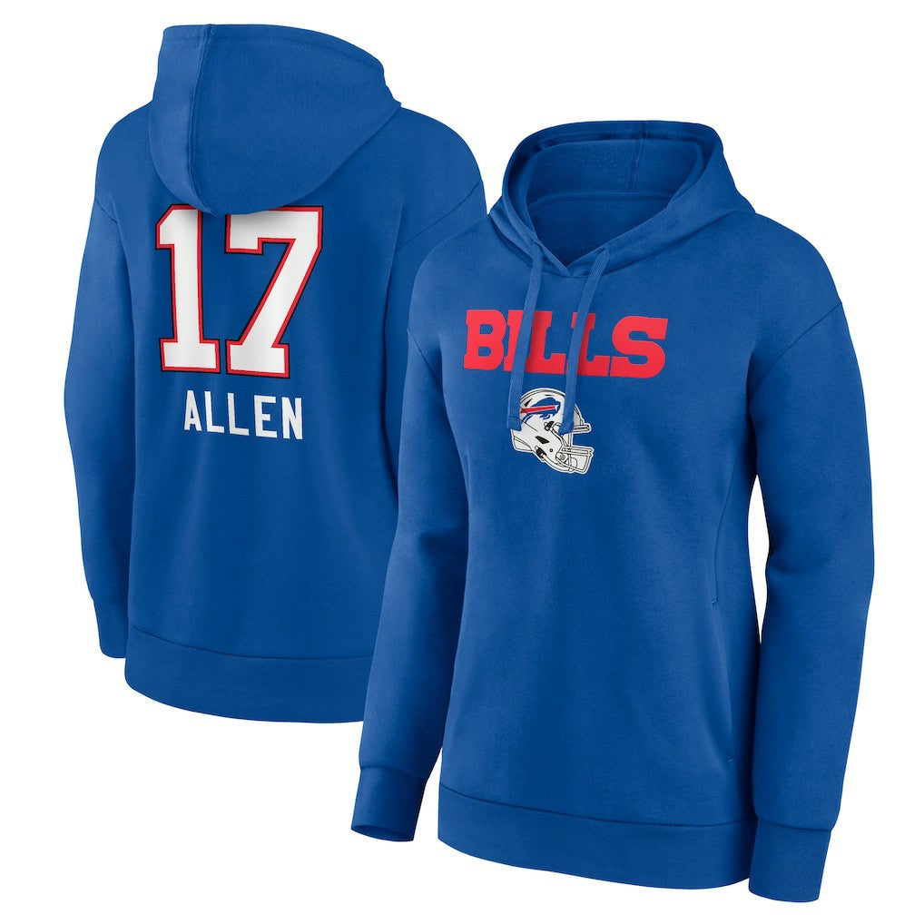 Josh Allen Buffalo Bills Women's Team Wordmark Pullover Hoodie Royal - NFL