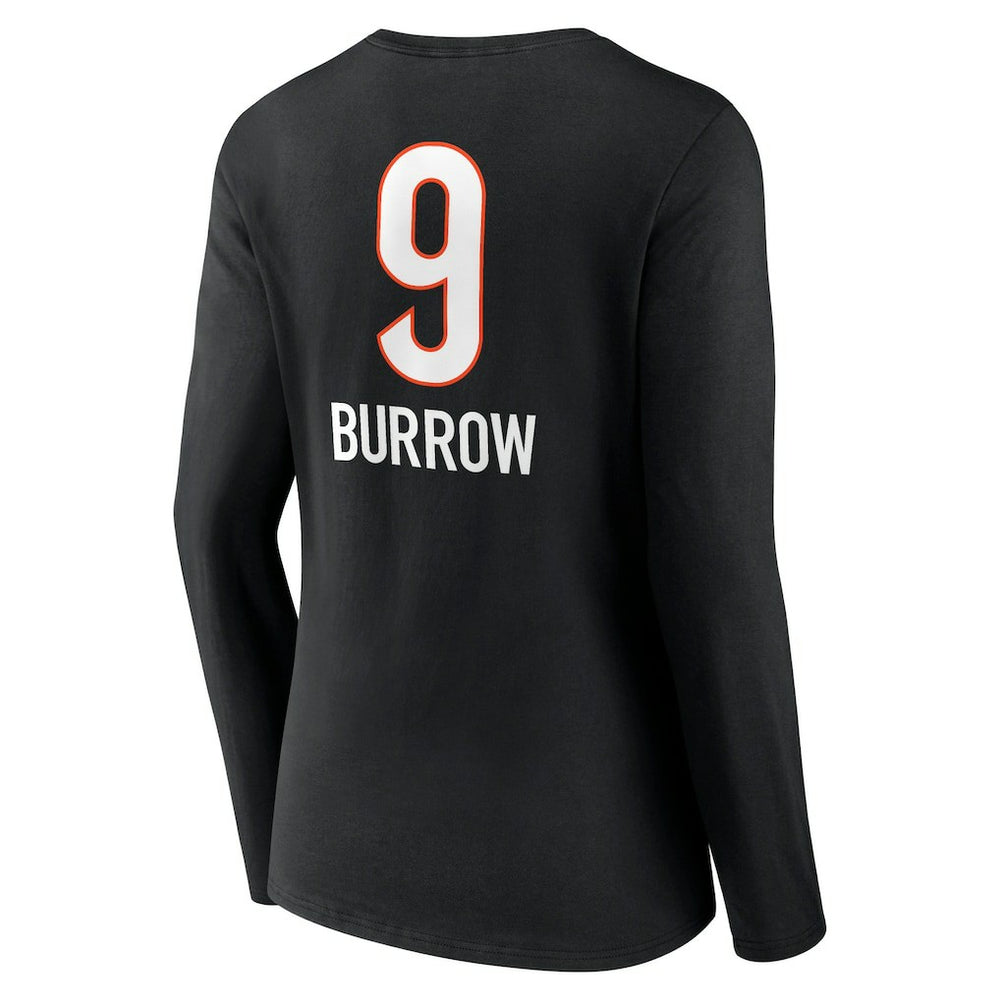 Joe Burrow Cincinnati Bengals Women's Team Wordmark Long Sleeve V-Neck T-Shirt Black - NFL
