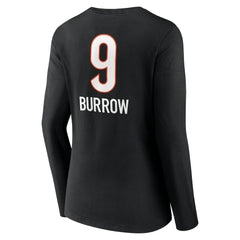 Joe Burrow Cincinnati Bengals Women's Team Wordmark Long Sleeve V-Neck T-Shirt Black - NFL