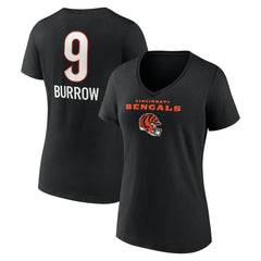 Joe Burrow Cincinnati Bengals Women's Team Wordmark Name & Number V-Neck T-Shirt Black - NFL