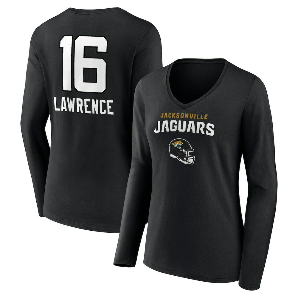 Trevor Lawrence Jacksonville Jaguars Women's Team Wordmark Long Sleeve V-Neck T-Shirt Black - NFL