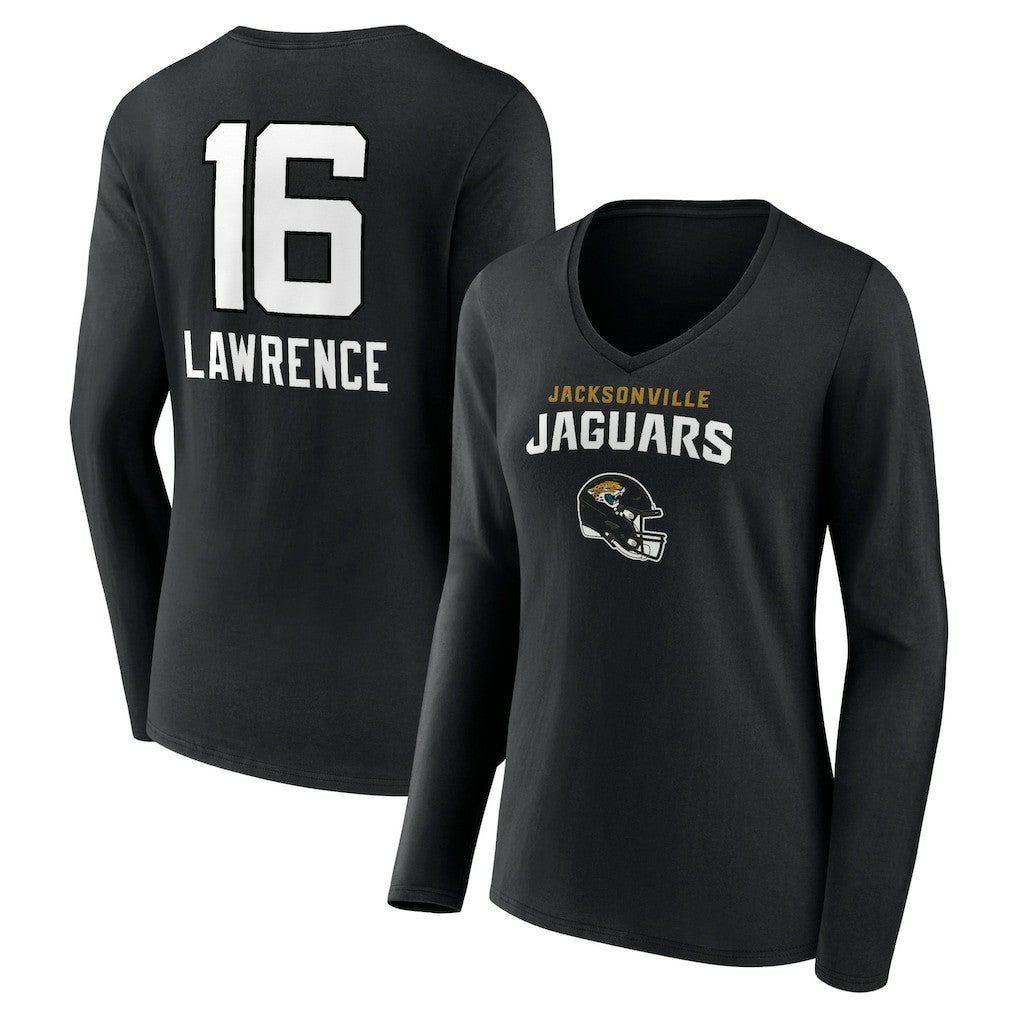Trevor Lawrence Jacksonville Jaguars Women's Team Wordmark Long Sleeve V-Neck T-Shirt Black - NFL