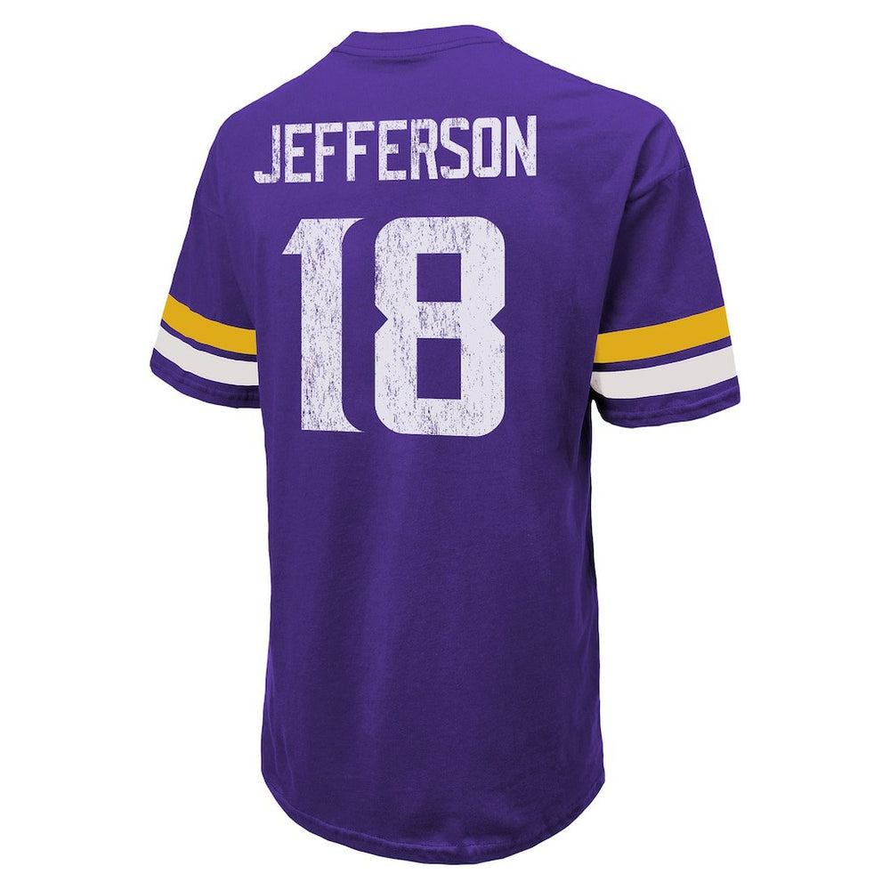 Justin Jefferson Minnesota Vikings Majestic Threads Name & Number Oversized Fit T-Shirt Purple - NFL