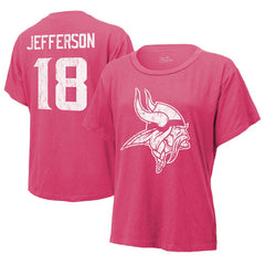 Justin Jefferson Minnesota Vikings Majestic Threads Women's Name & Number T-Shirt Pink - NFL