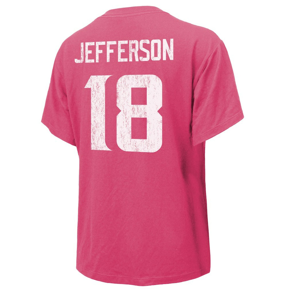 Justin Jefferson Minnesota Vikings Majestic Threads Women's Name & Number T-Shirt Pink - NFL