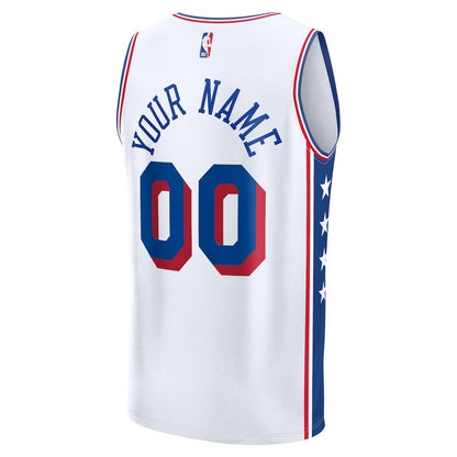 Philadelphia 76ers Fast Break Custom Jersey - Association Edition - White | NBA Jerseys