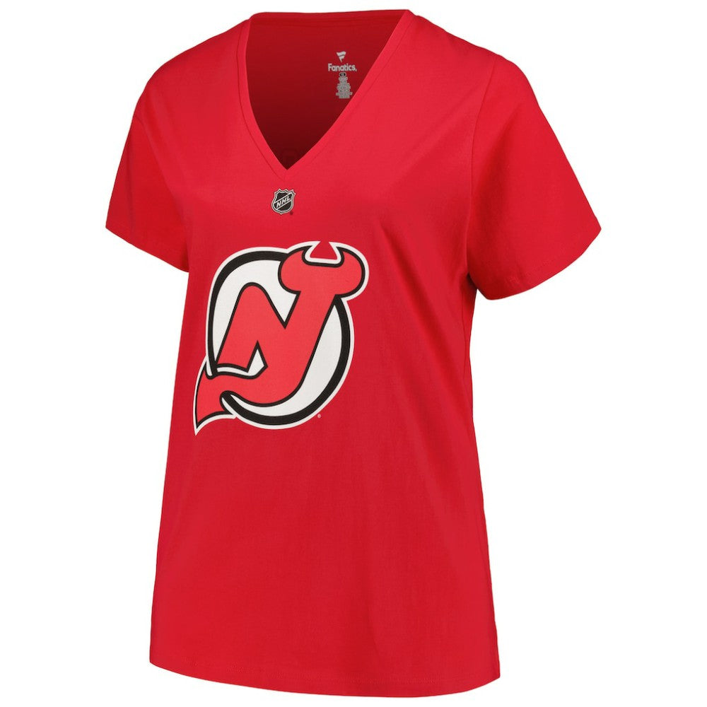 Jack Hughes New Jersey Devils - Fanatics Women's Plus Size Name & Number T-Shirt Red