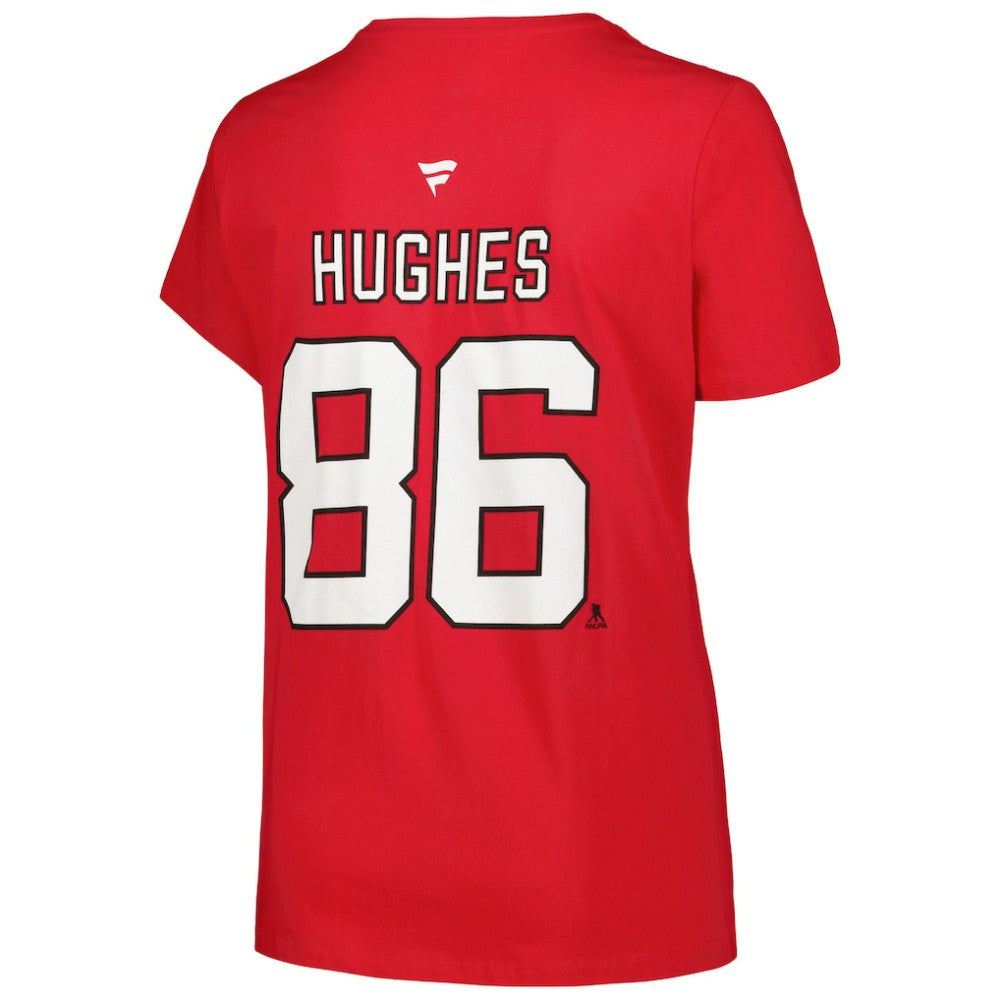 Jack Hughes New Jersey Devils - Fanatics Women's Plus Size Name & Number T-Shirt Red