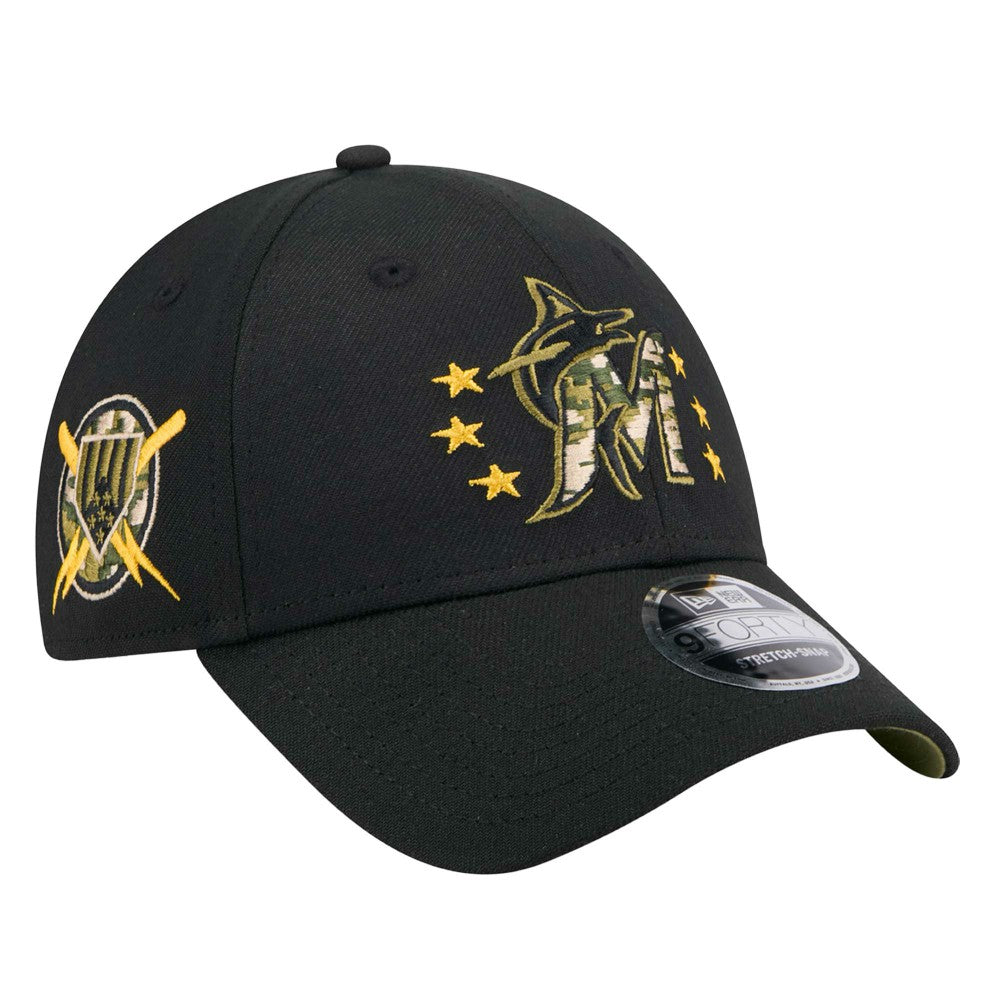 Miami Marlins New Era 2024 Armed Forces Day 9FORTY Adjustable Hat Lifestyle
