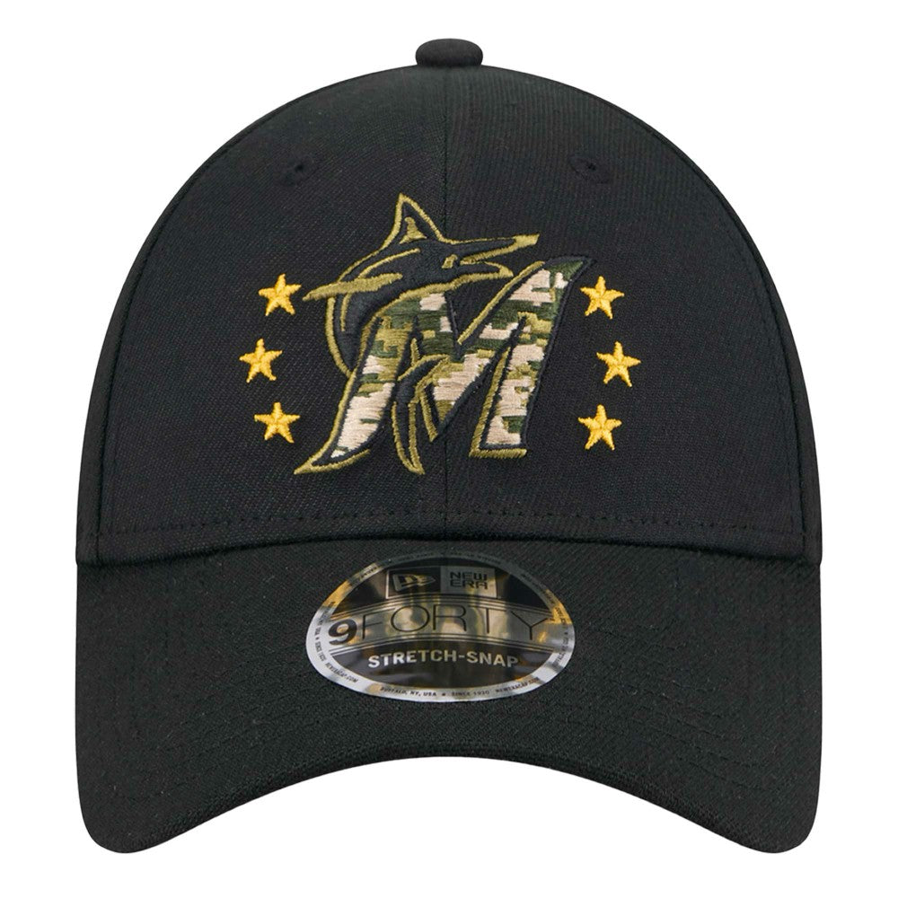 Miami Marlins New Era 2024 Armed Forces Day 9FORTY Adjustable Hat Lifestyle