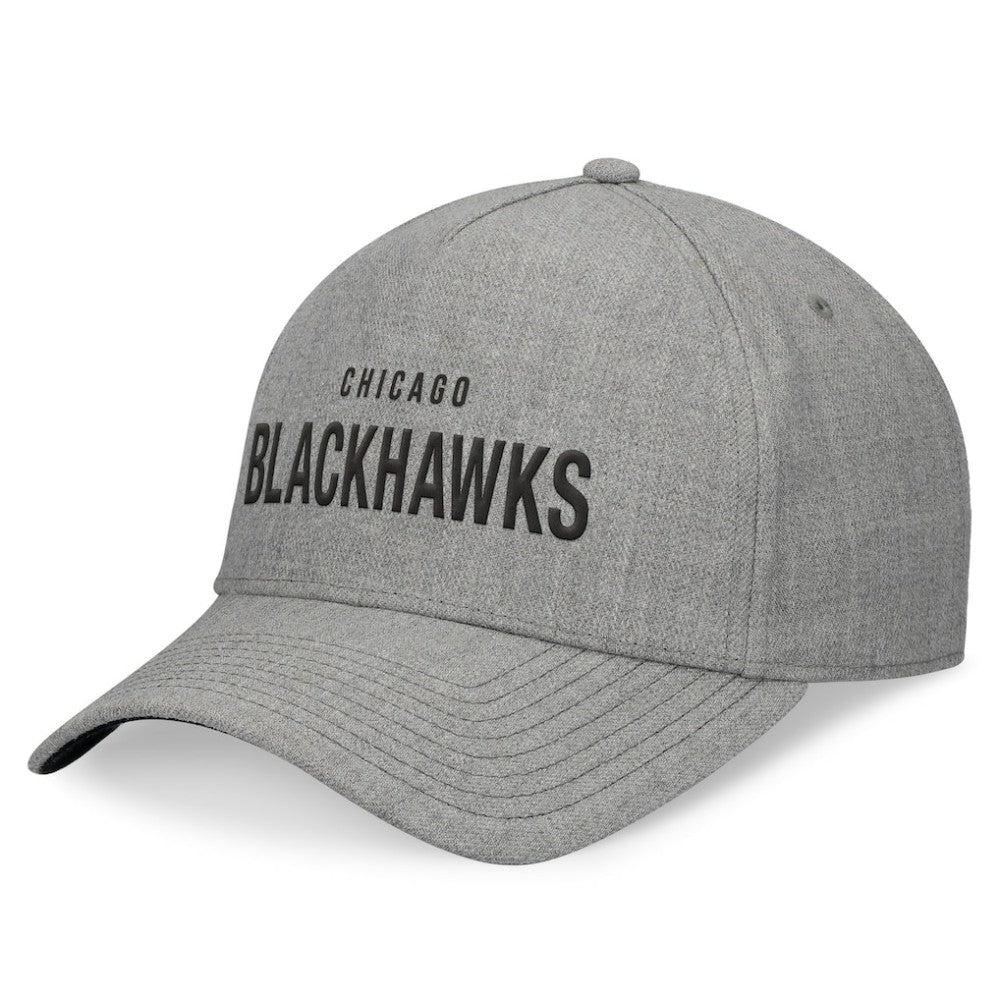 Chicago Blackhawks Fanatics Elements A-Frame Leather Strapback Hat Heather Gray
