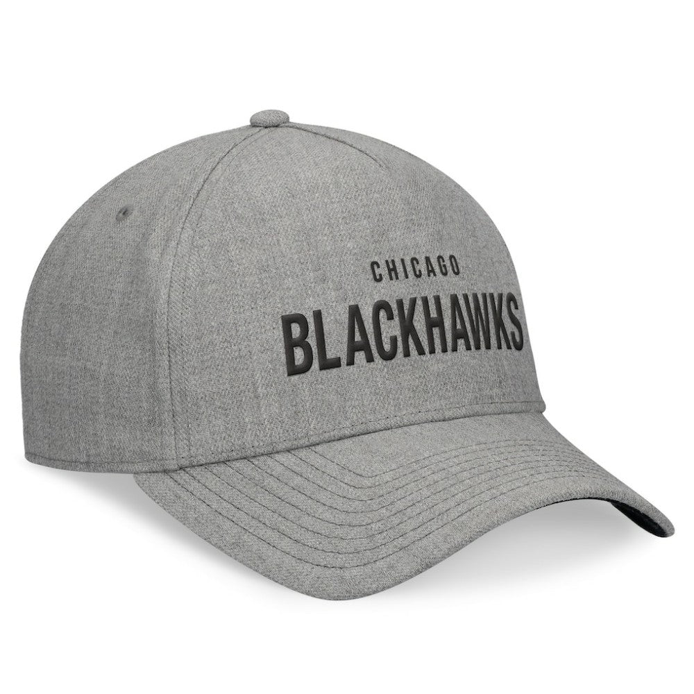 Chicago Blackhawks Fanatics Elements A-Frame Leather Strapback Hat Heather Gray