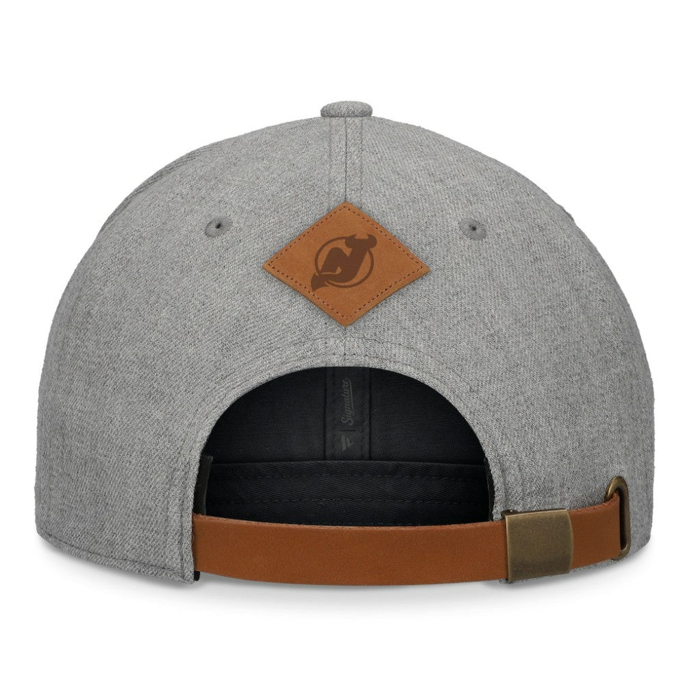 New Jersey Devils - Fanatics Elements A-Frame Leather Strapback Hat Heather Gray