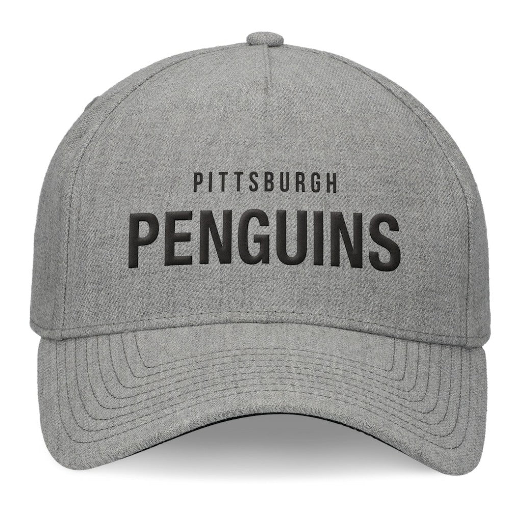 Pittsburgh Penguins Fanatics Elements A-Frame Leather Strapback Hat Heather Gray