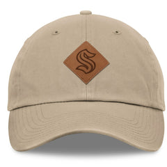 Seattle Kraken Fanatics Elements Unstructured Patch Leather Strapback Hat Khaki