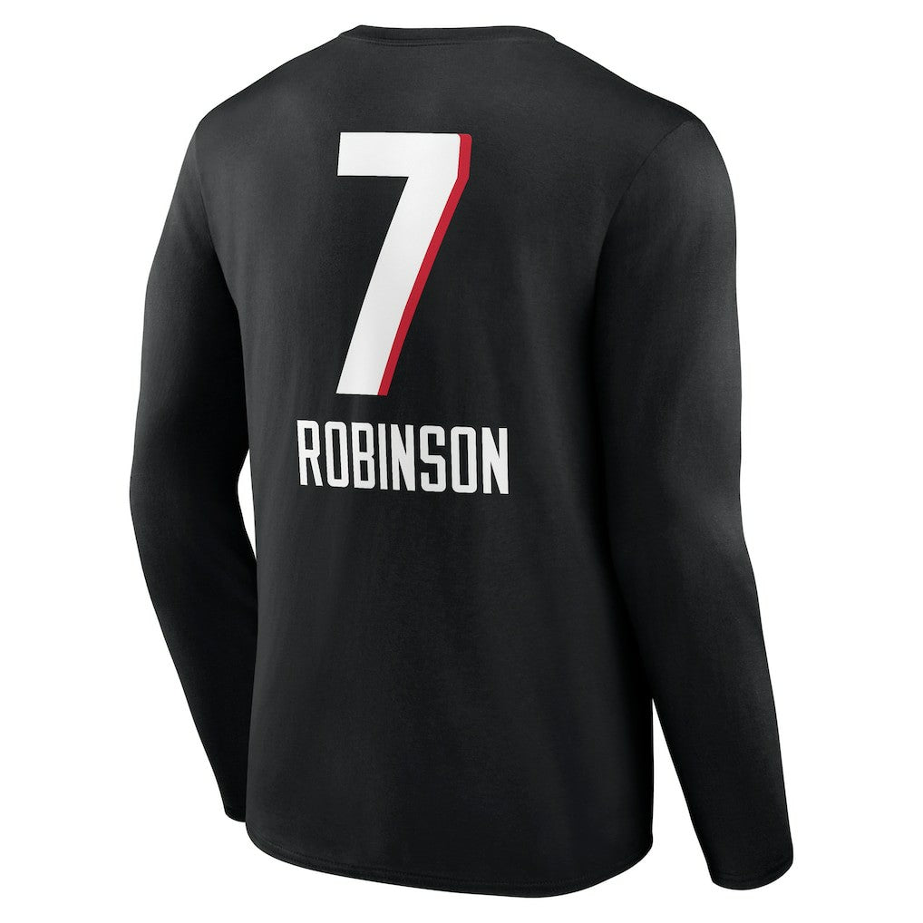 Bijan Robinson Atlanta Falcons Team Wordmark Name & Number Long Sleeve T-Shirt Black - NFL