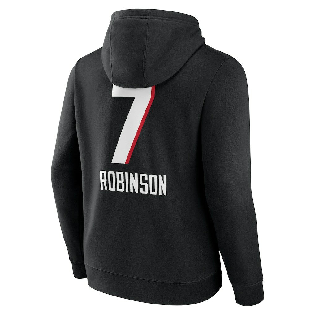 Bijan Robinson Atlanta Falcons Team Wordmark Name & Number Pullover Hoodie Black - NFL