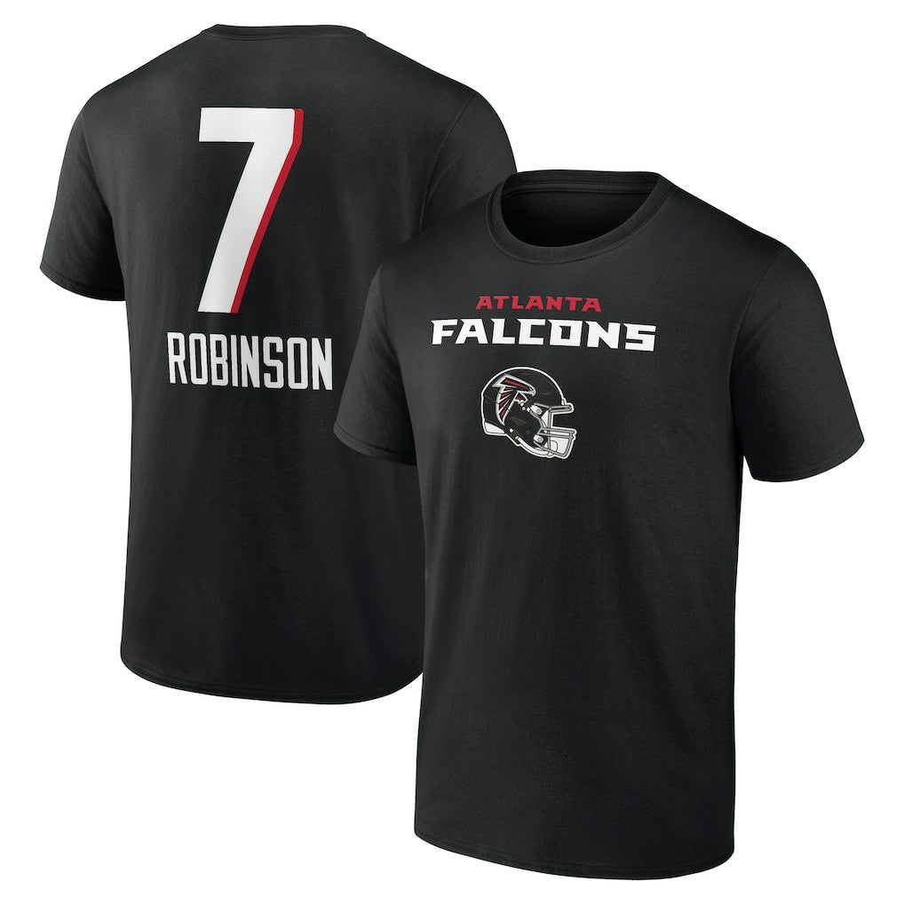Bijan Robinson Atlanta Falcons Team Wordmark Name & Number T-Shirt Black - NFL