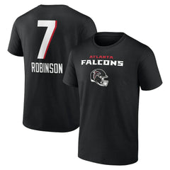 Bijan Robinson Atlanta Falcons Team Wordmark Name & Number T-Shirt Black - NFL