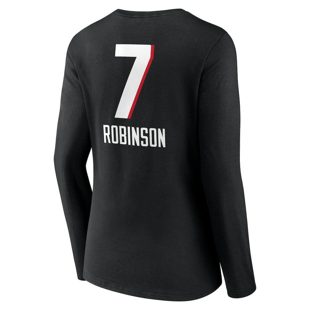 Bijan Robinson Atlanta Falcons Women's Team Wordmark Name & Number Long Sleeve V-Neck T-Shirt Black - NFL