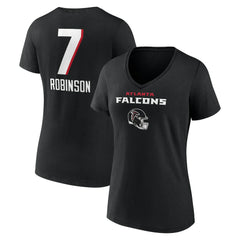 Bijan Robinson Atlanta Falcons Women's Team Wordmark Name & Number V-Neck T-Shirt Black - NFL