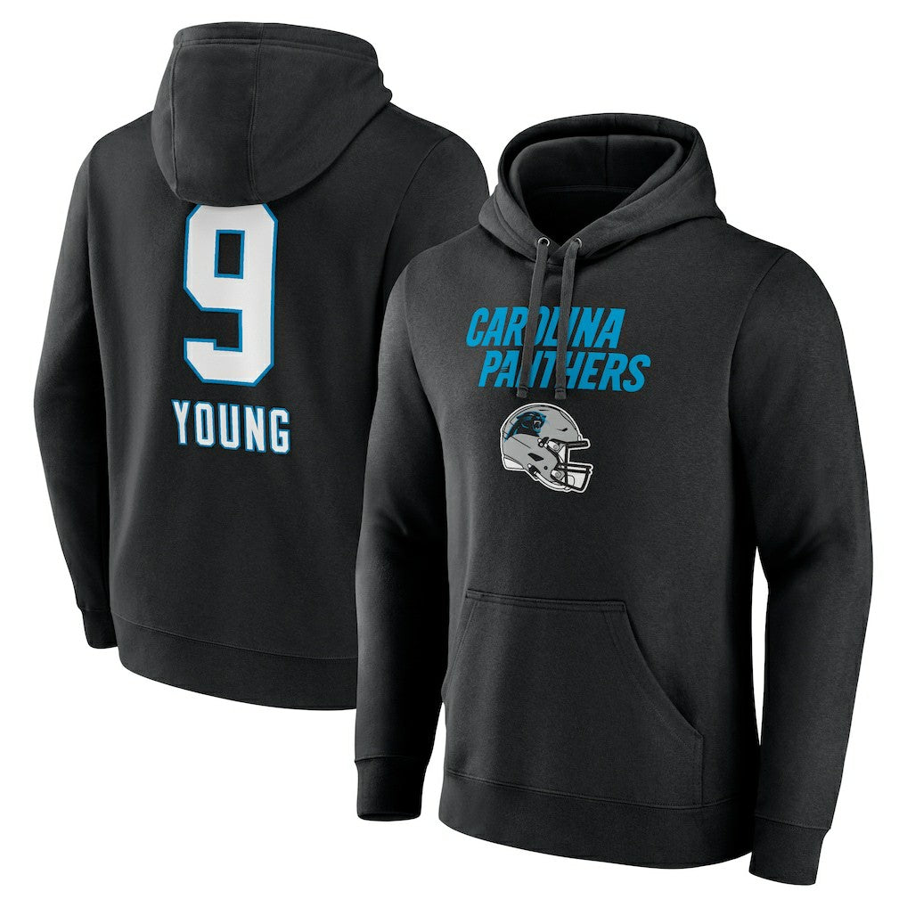 Bryce Young Carolina Panthers Team Wordmark Name & Number Pullover Hoodie Black - NFL