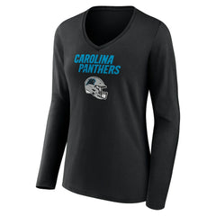 Bryce Young Carolina Panthers Women's Team Wordmark Name & Number Long Sleeve V-Neck T-Shirt Black - NFL