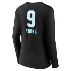 Bryce Young Carolina Panthers Women's Team Wordmark Name & Number Long Sleeve V-Neck T-Shirt Black - NFL