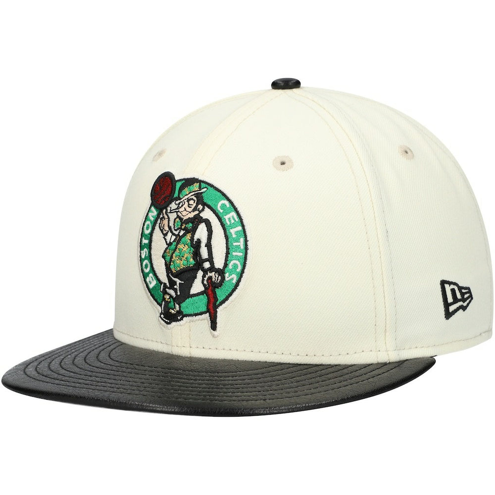 New Era - Boston Celtics Faux Leather Visor Two-Tone 59FIFTY Fitted Hat - White/Black