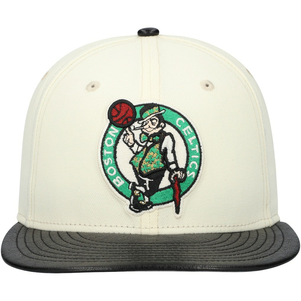 New Era - Boston Celtics Faux Leather Visor Two-Tone 59FIFTY Fitted Hat - White/Black