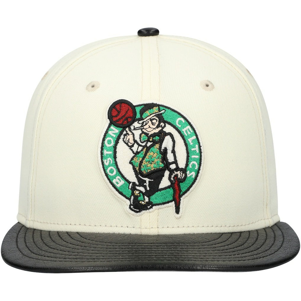 New Era - Boston Celtics Faux Leather Visor Two-Tone 59FIFTY Fitted Hat - White/Black