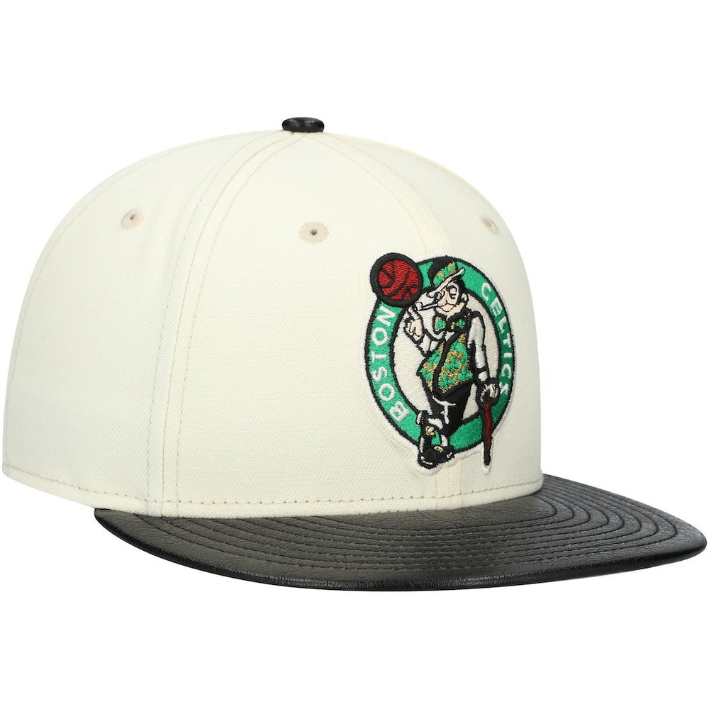 New Era - Boston Celtics Faux Leather Visor Two-Tone 59FIFTY Fitted Hat - White/Black