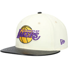 New Era - Los Angeles Lakers Faux Leather Visor Two-Tone 59FIFTY Fitted Hat - White/Black
