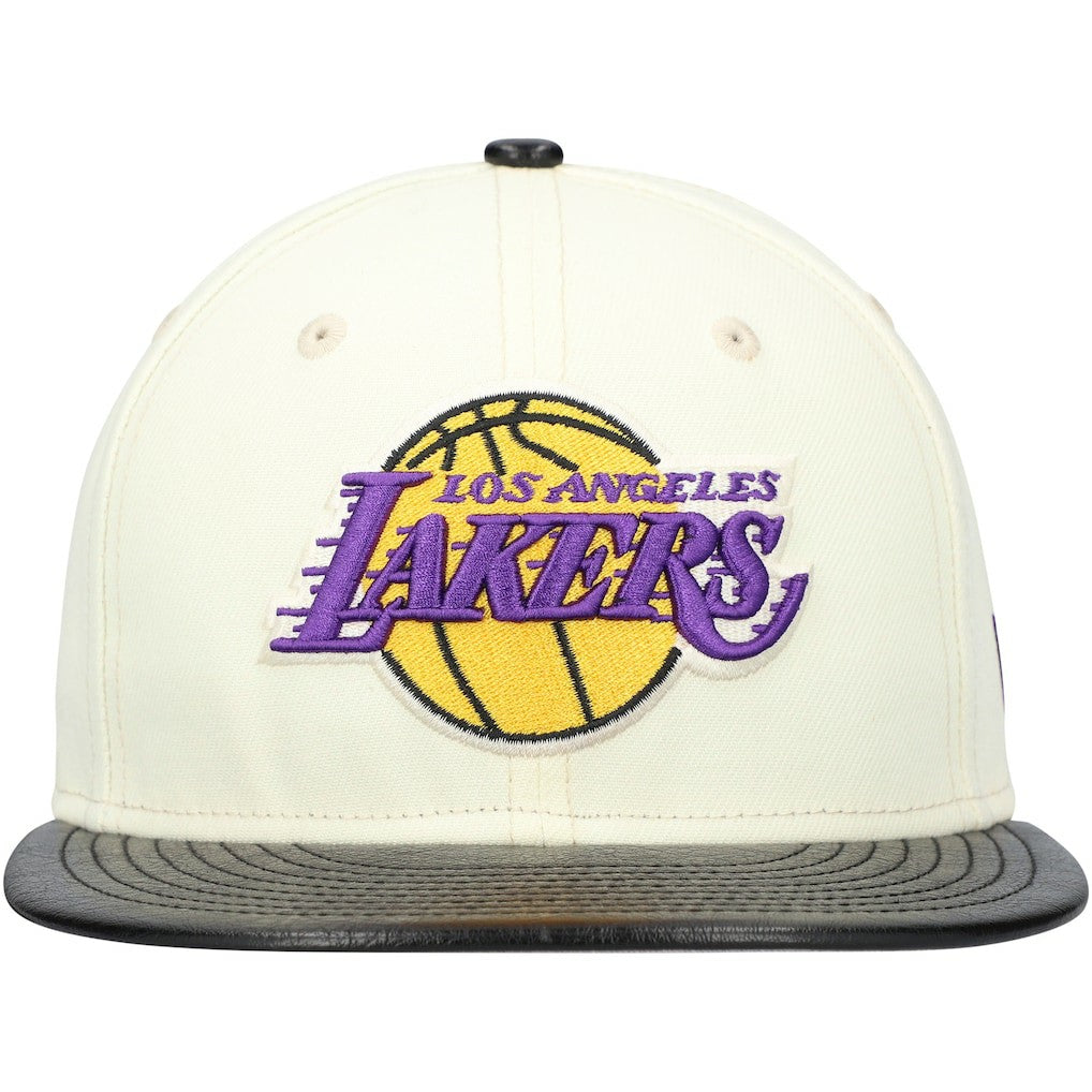 New Era - Los Angeles Lakers Faux Leather Visor Two-Tone 59FIFTY Fitted Hat - White/Black