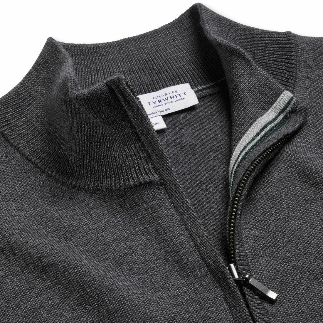 New York Jets Charles Tyrwhitt Merino Quarter-Zip Pullover Sweater Gray - NFL