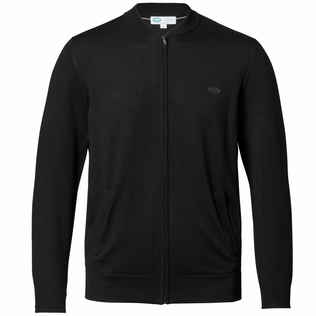 New York Jets Charles Tyrwhitt Merino Full-Zip Sweater Black - NFL