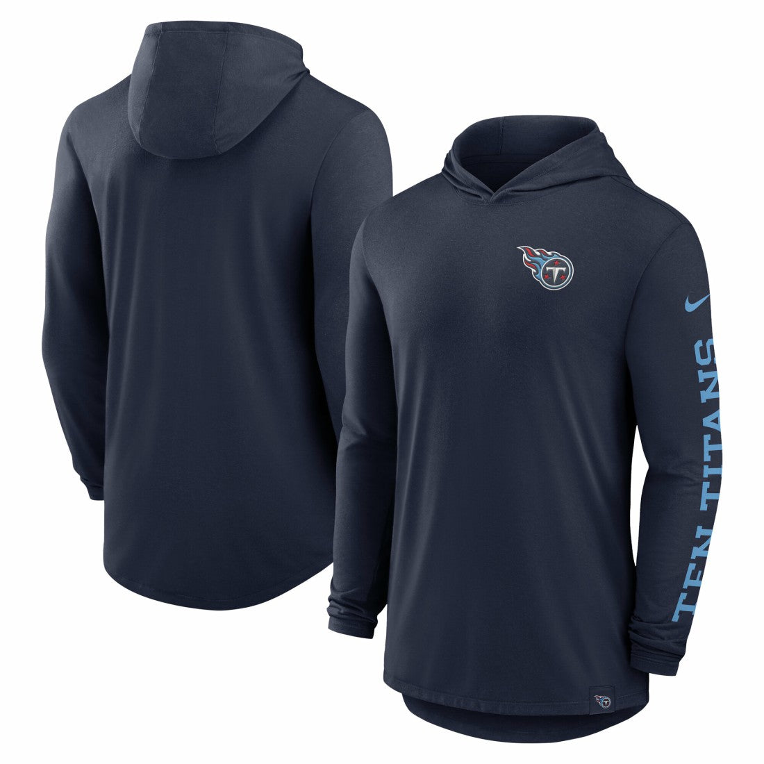 Tennessee Titans Blitz Tri-Blend Dri-FIT Long Sleeve Hoodie T-Shirt Navy - Nike