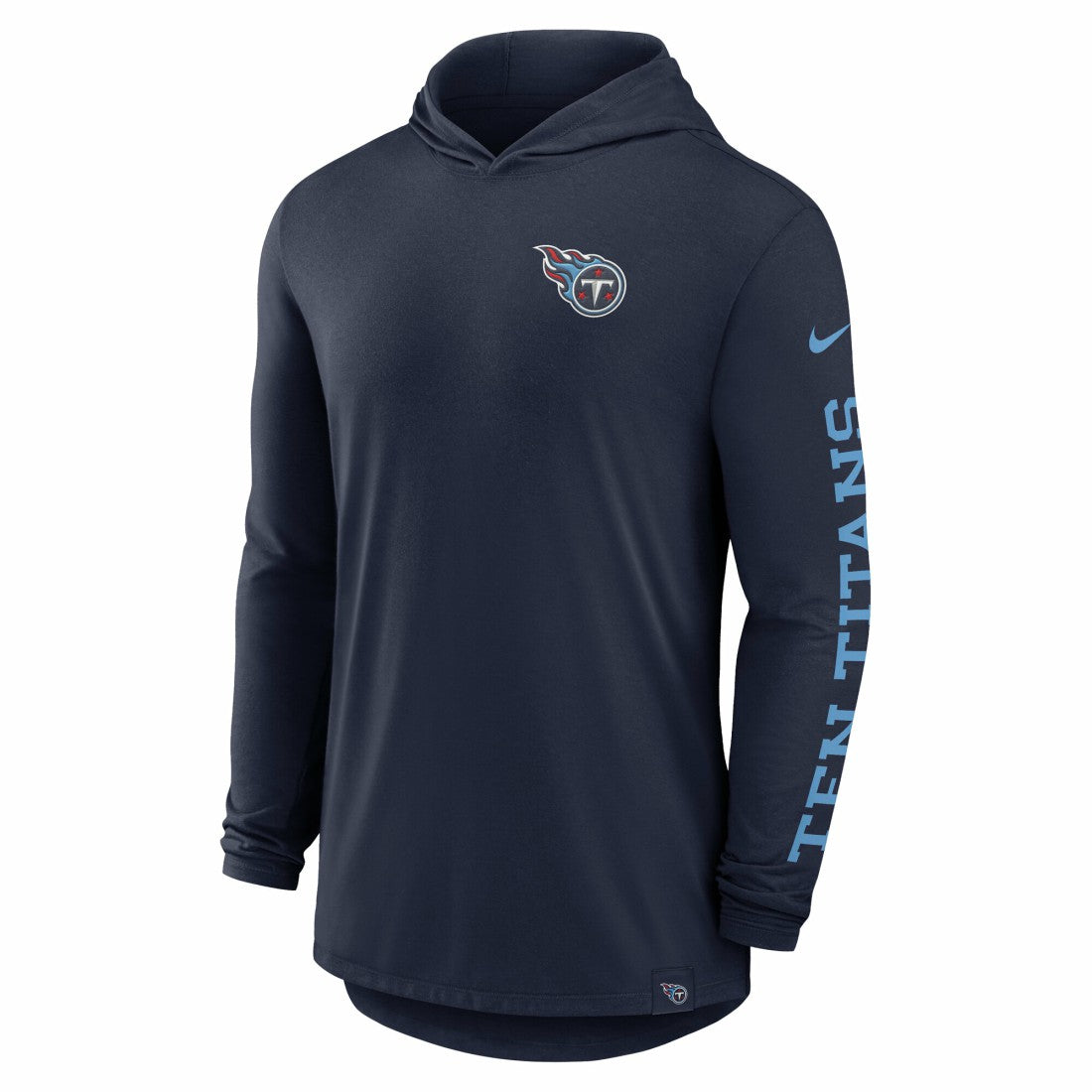 Tennessee Titans Blitz Tri-Blend Dri-FIT Long Sleeve Hoodie T-Shirt Navy - Nike