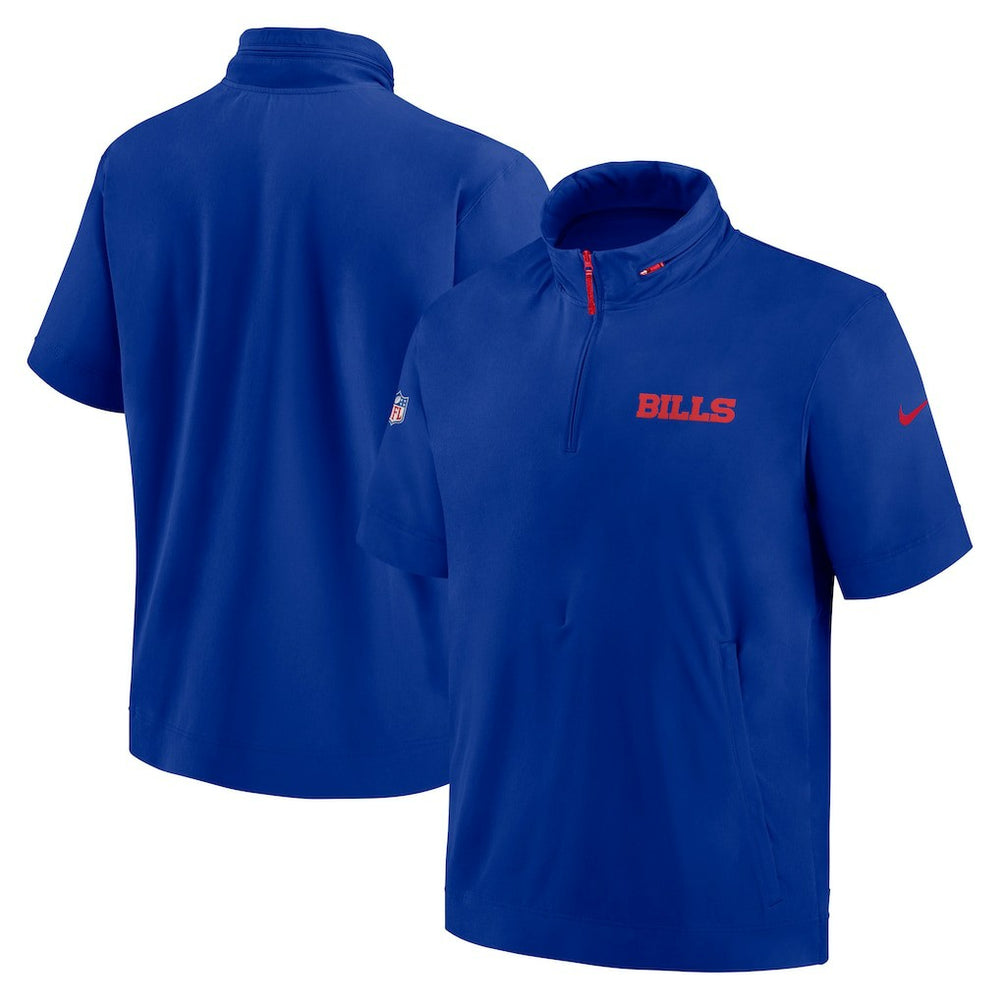 Buffalo Bills 2024 Sideline Coach Short Sleeve Half-Zip Hoodie Jacket Royal - Nike