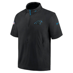 Carolina Panthers 2024 Sideline Coach Short Sleeve Half-Zip Hoodie Jacket Black - Nike