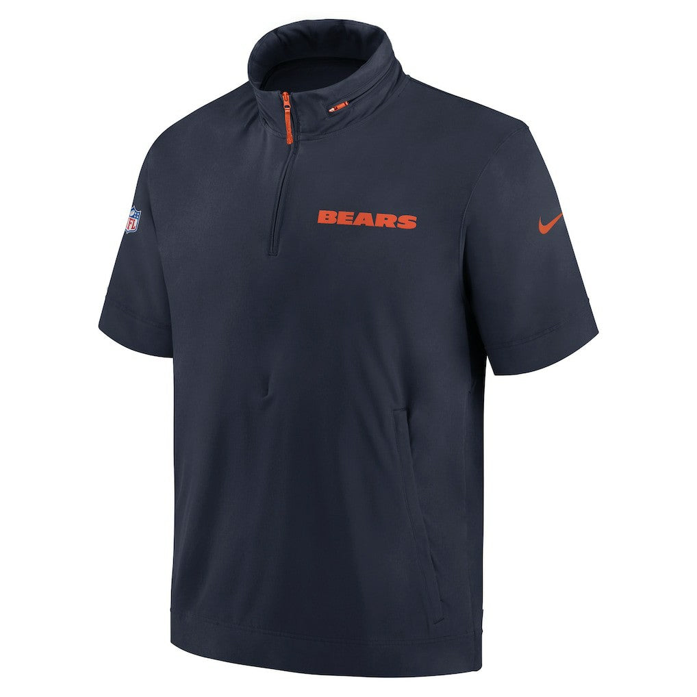 Chicago Bears 2024 Sideline Coach Short Sleeve Half-Zip Hoodie Jacket Navy - Nike