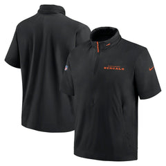 Cincinnati Bengals 2024 Sideline Coach Short Sleeve Half-Zip Hoodie Jacket Black - Nike