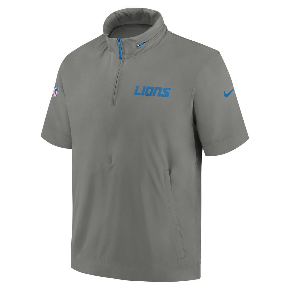 Detroit Lions 2024 Sideline Coach Short Sleeve Half-Zip Hoodie Jacket Gray - Nike