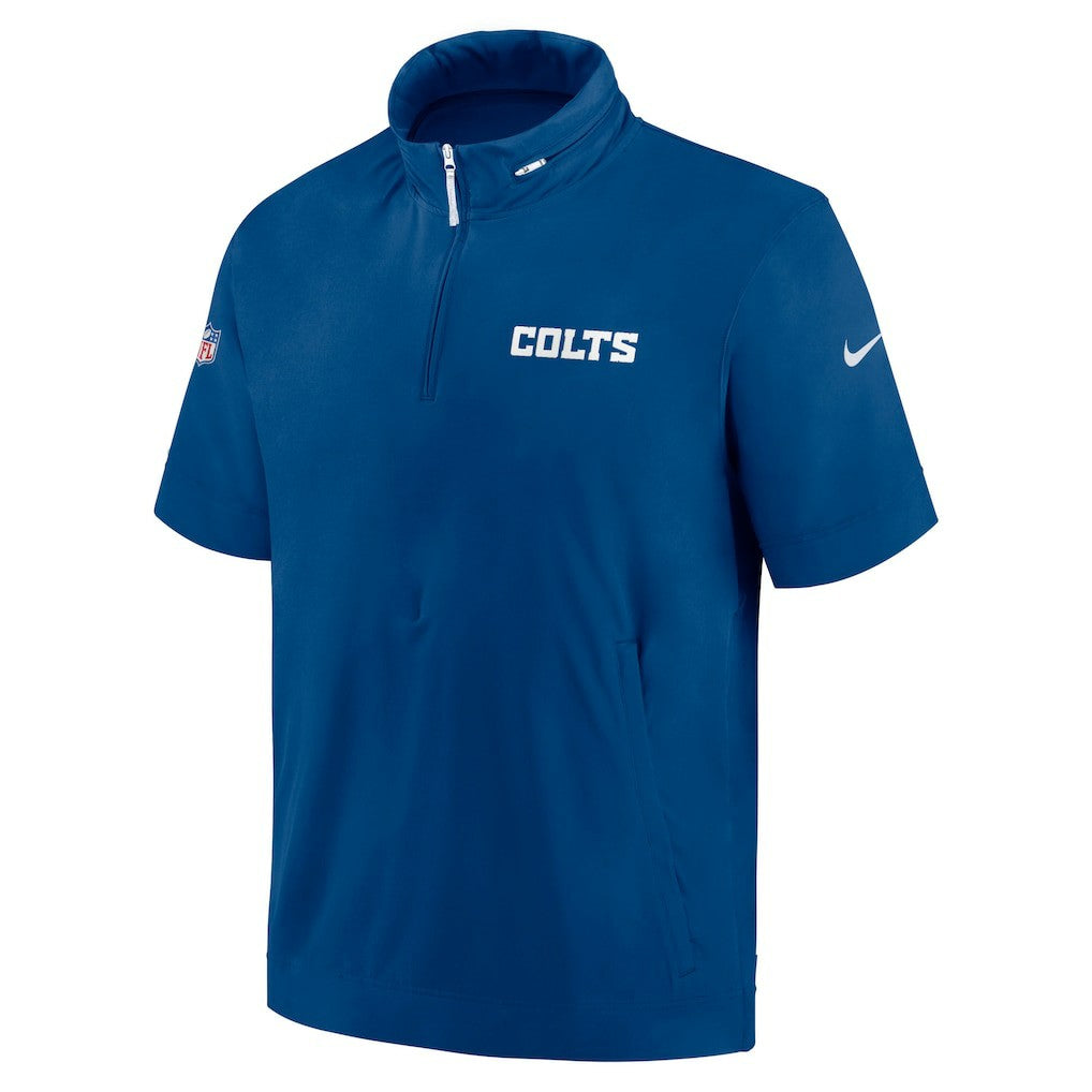 Indianapolis Colts 2024 Sideline Coach Short Sleeve Half-Zip Hoodie Jacket Royal - Nike
