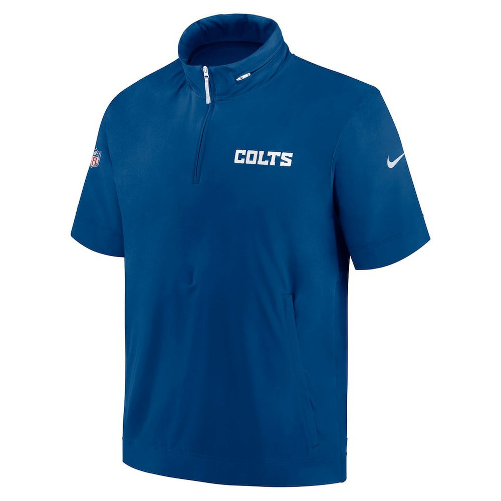 Indianapolis Colts 2024 Sideline Coach Short Sleeve Half-Zip Hoodie Jacket Royal - Nike