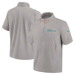 Miami Dolphins 2024 Sideline Coach Short Sleeve Half-Zip Hoodie Jacket Gray - Nike